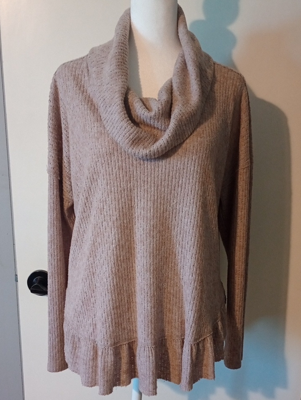 Maeve Anthropologie Heather Pink Cowl Neck Sweater Size Medium